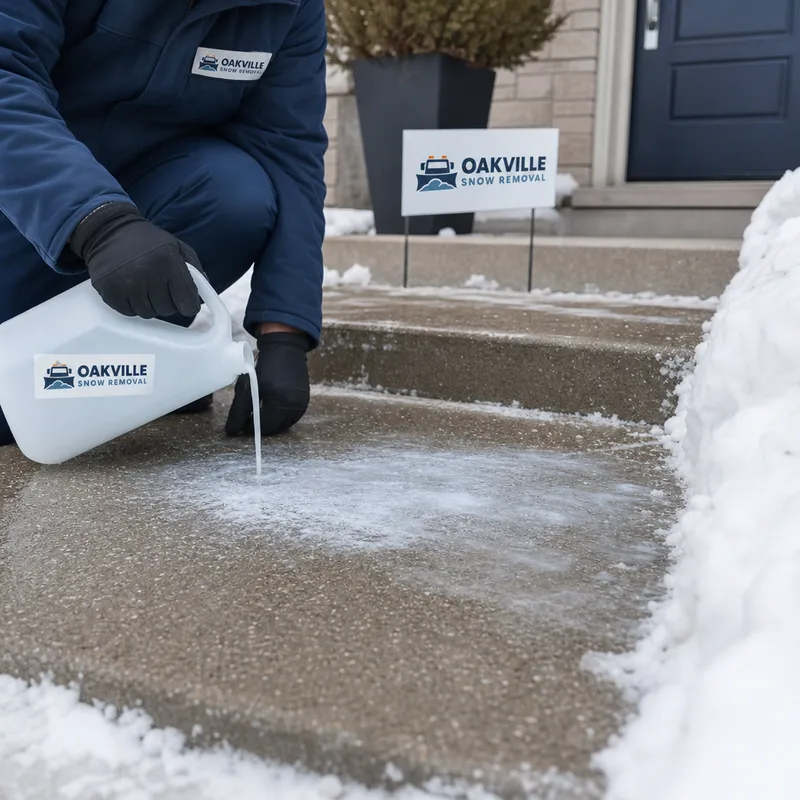 Safely cleared front step and walkway with traction-friendly de-icer and clean path edges